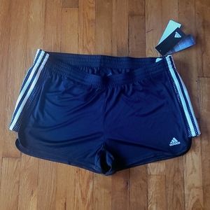 NWT ADIDAS Climalite Mesh/Knit Short 3 Stripe Curved Hem